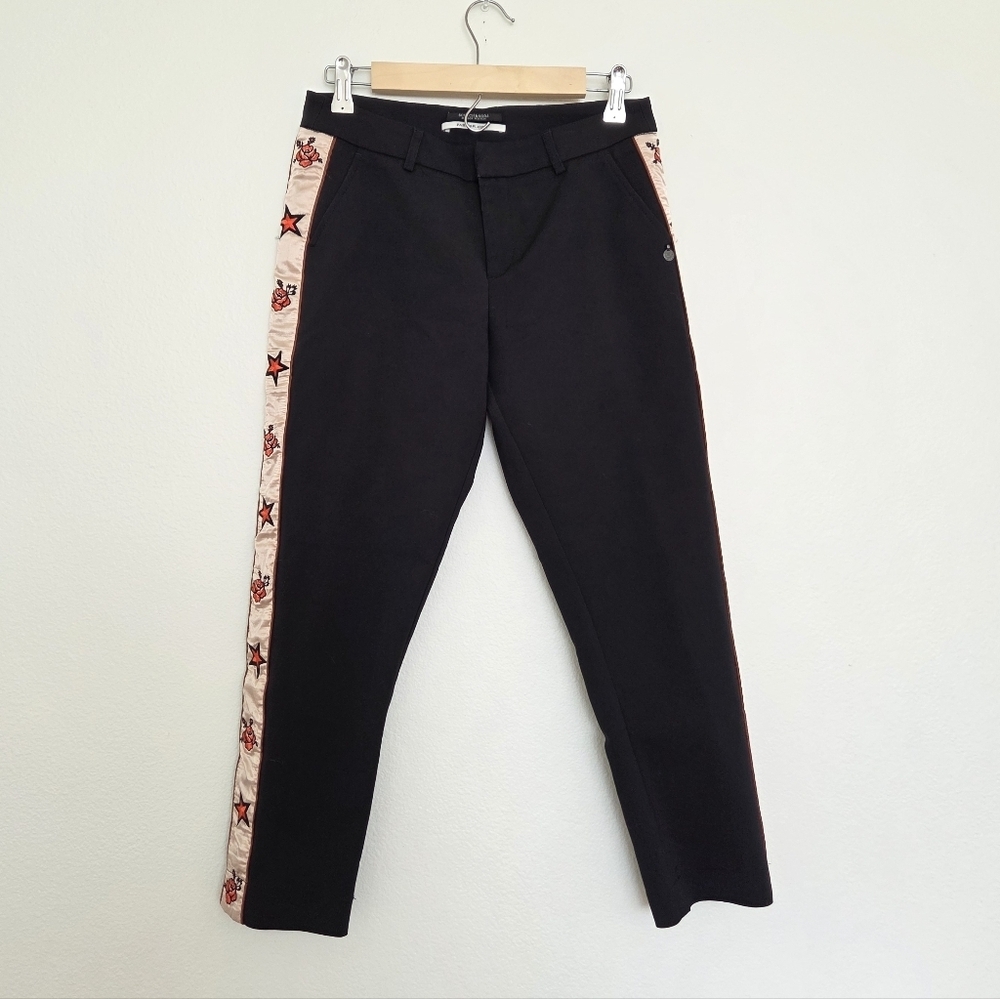Scotch & Soda Far Far Away Side Stripe Embroidered Stars & Roses Pants Size XS
